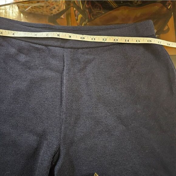 St John Collection Knit Cropped Wide Leg Pants Blue 14 - Picture 3 of 6